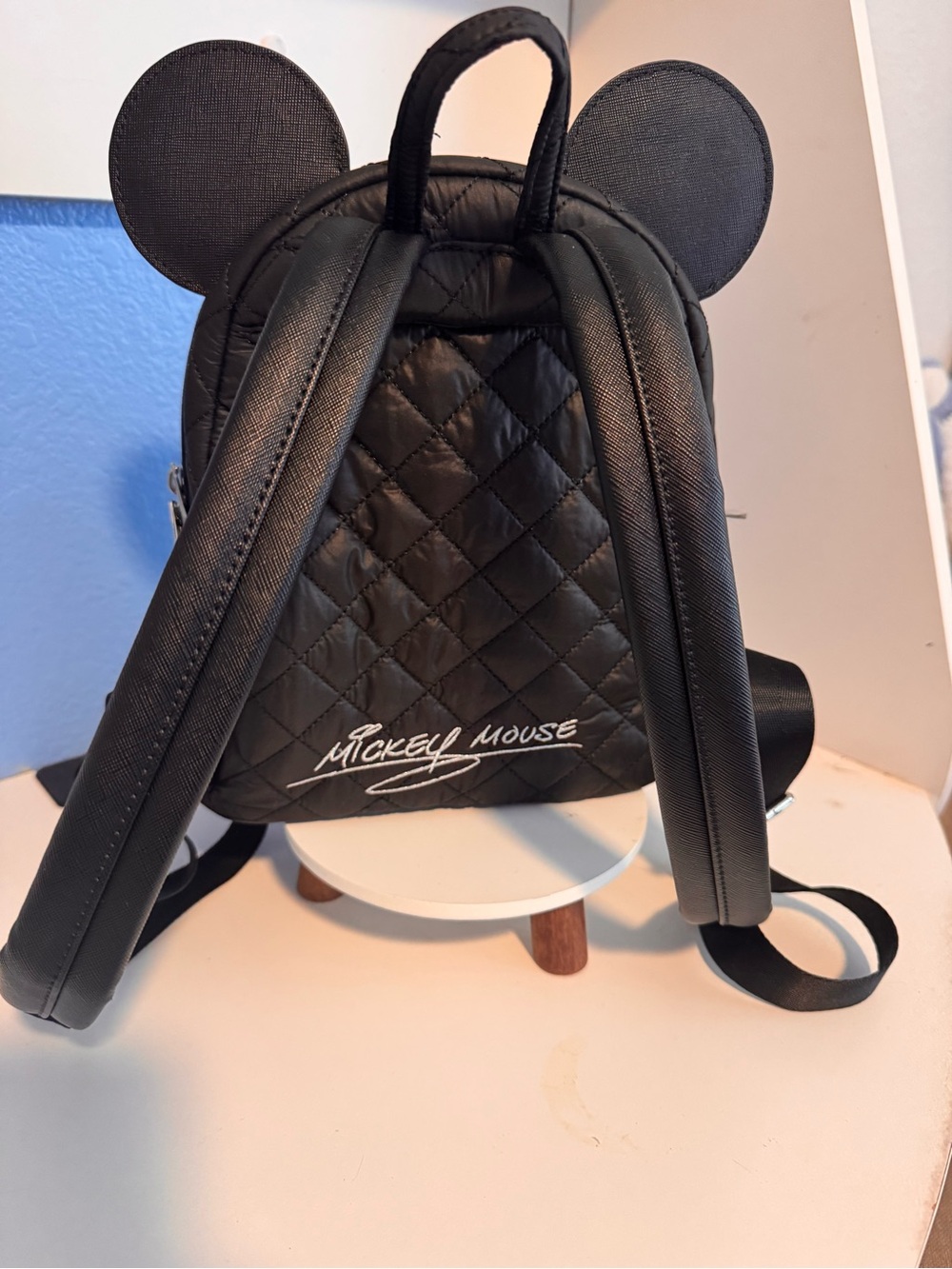 Loungefly Black Quilted Mini Backpack with Mouse Ears - Picture 7 of 12